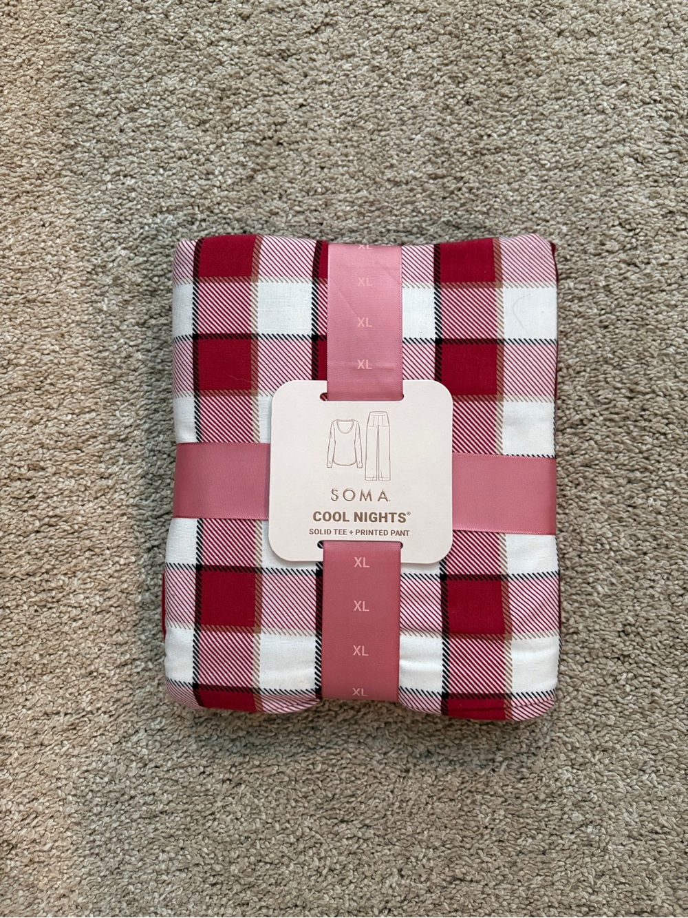 Soma Cool Nights Red and White Plaid Pajama Set